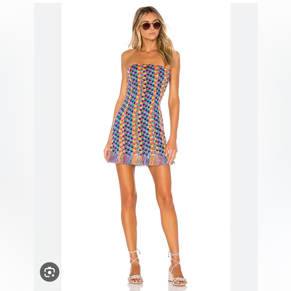 House of Harlow x REVOLVE Amelia Dress Mini Fringe Strapless Size S